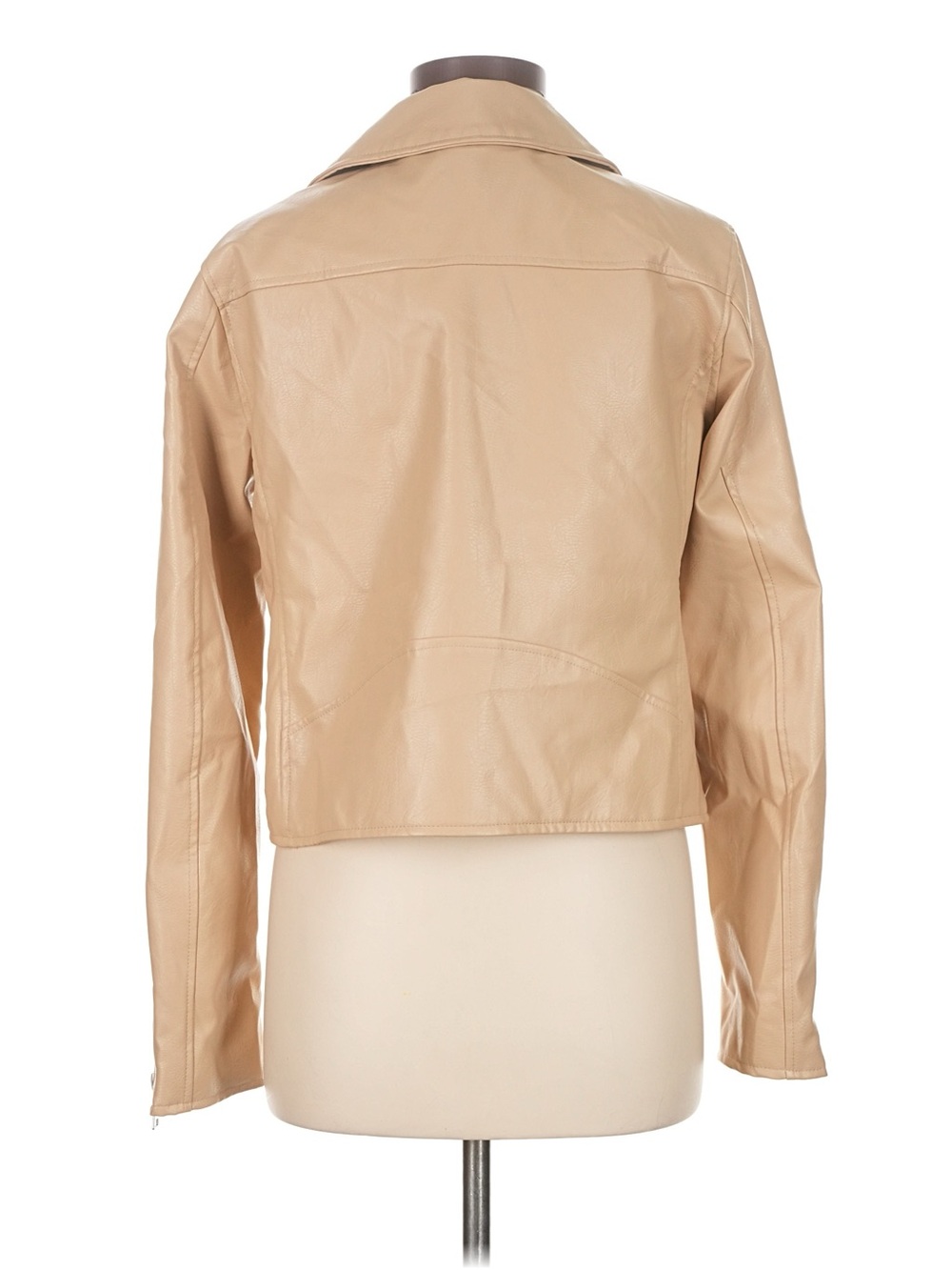 NWT Anthropologie Tan Faux Leather Moto Jacket - Picture 2 of 15